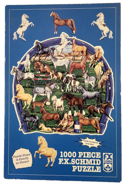 VTG Jigsaw Puzzle Horses 1,000 Pieces Horsing Around Equestrian FX Schmid 22x23"